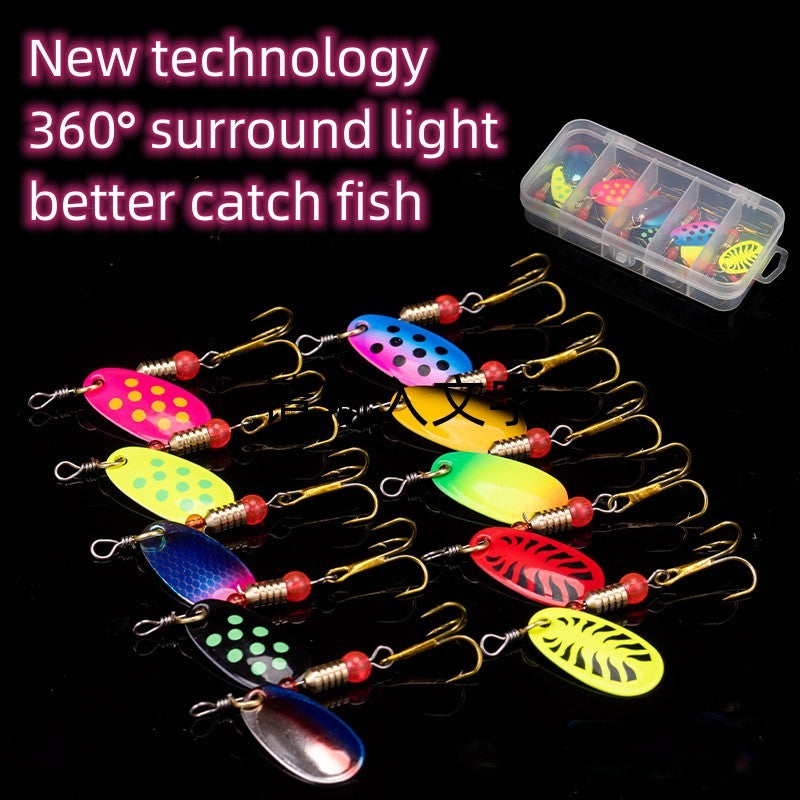 10pçs Isca de Pesca Colher de Metal Spinner Colher Iscas Artificiais Pesca Wobblers Kit de Crochê para Lúcio com Caixas de Utensílios