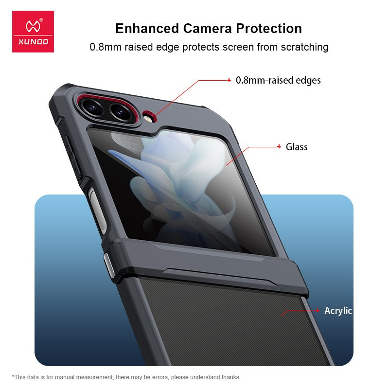 Xundd para Samsung Galaxy Z Flip 7 5 Z Flip 6 7 Capa 5G Airbag à prova de choque Acrílico+TPU+Capa Traseira de Vidro para Flip5 z?? 5 7 ???
