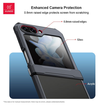 Xundd para Samsung Galaxy Z Flip 7 5 Z Flip 6 7 Capa 5G Airbag à prova de choque Acrílico+TPU+Capa Traseira de Vidro para Flip5 z?? 5 7 ???