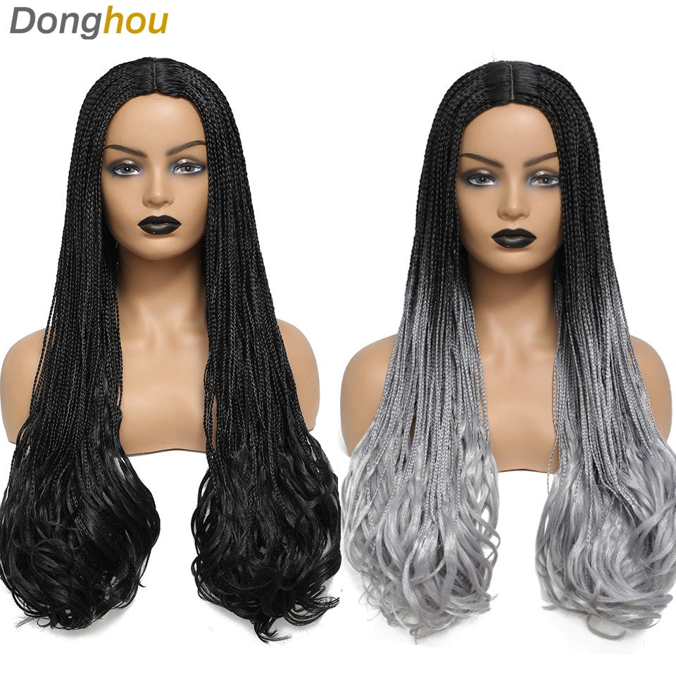 26 Inch Long Box Braided Wigs For Women Synthetic Perruque Tresse Africaine Micro Twist Box Braid Crochet Hair Curly Ends Wig