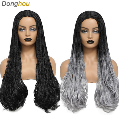 26 Inch Long Box Braided Wigs For Women Synthetic Perruque Tresse Africaine Micro Twist Box Braid Crochet Hair Curly Ends Wig