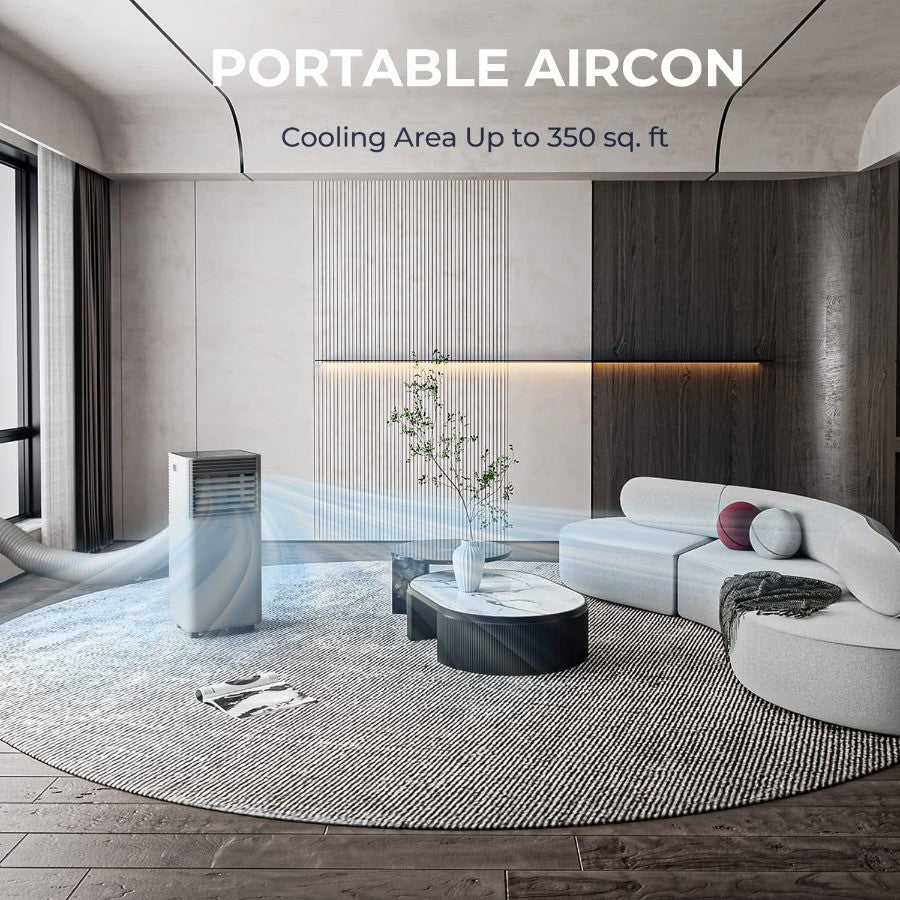 Ar Condicionado Portátil 10000BTU para Ambientes de até 32m² com Controle Remoto, Timer 24H, Kit de Ventilação para Janela, AC Multifuncional