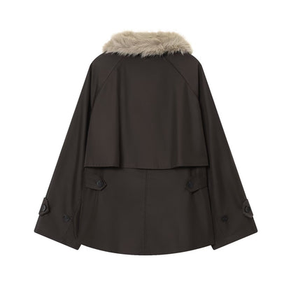 Women's Autumn and Winter Casual Straight Waterproof Parka Jacket with Fur Hem, Warm Zipper Long Sleeve Outwear