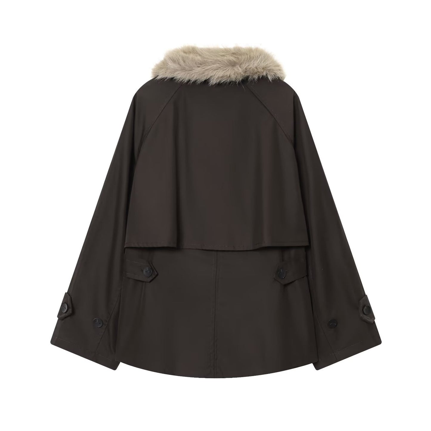 Women's Autumn and Winter Casual Straight Waterproof Parka Jacket with Fur Hem, Warm Zipper Long Sleeve Outwear