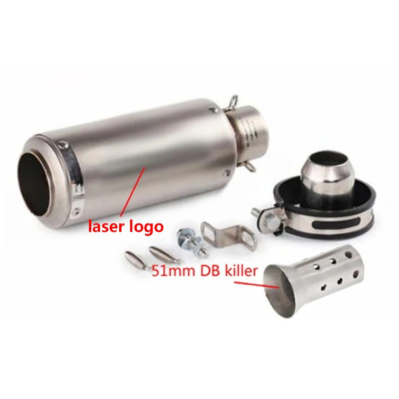 motorcycle exhaust inox muffler carbon fiber exhaust Universal 51/60mm with DB Killer for z900 R3 R25 MT07 MT09 R1 Z400 Z650