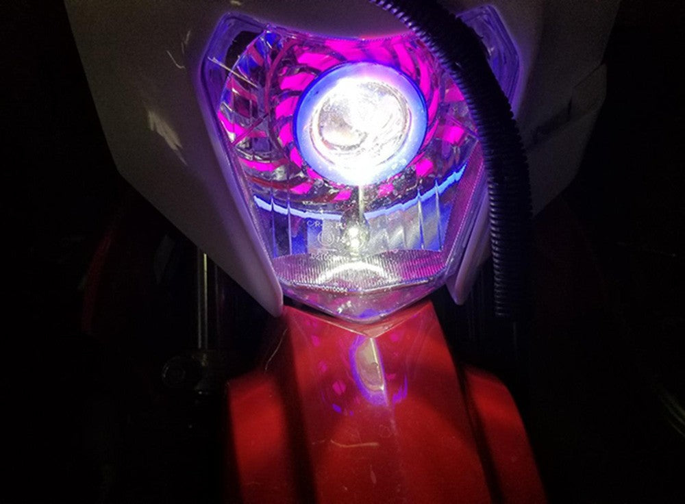 Faróis Duplos Angel Eyes para Motocicleta Alto/Baixo Feixe Luzes Auxiliares Moto Spotlights Moto Devil Eyes Faróis de LED Projetor