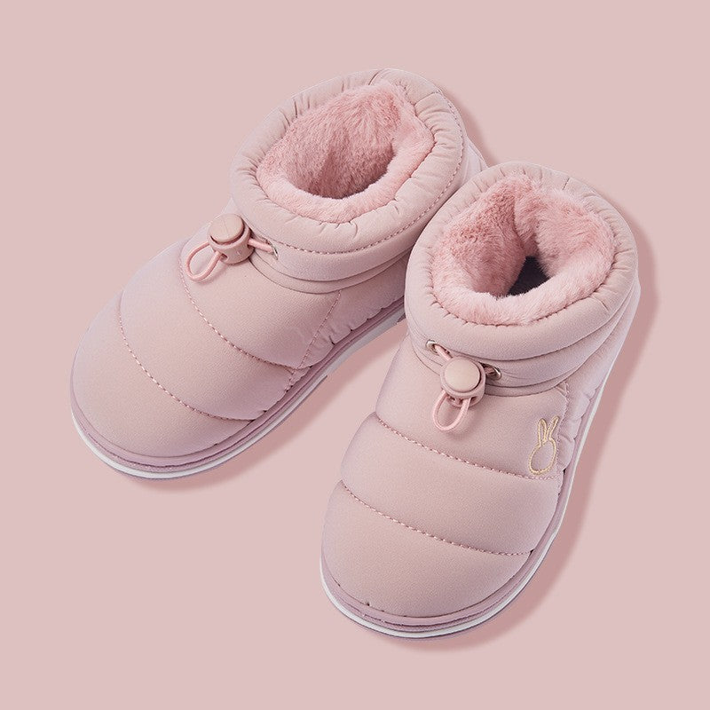 Children's Thick Furry Boots Winter Season Cartoon Warm Shoes Boys Girls Kids Home Cotton Slippers Heel Outdoor Baby Snow Boots