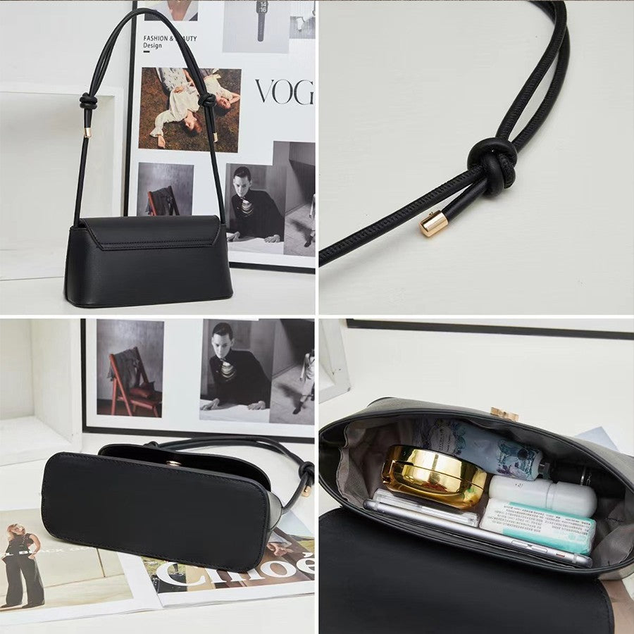Lady Fashion Simple French one-shoulder Crossbody solid color fashion Underarm Pu Leather small square bag