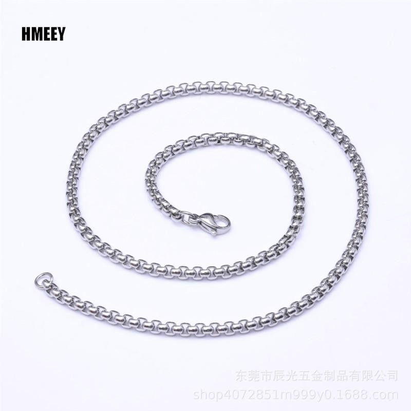 Hmeey Rope Chain Box Necklace Stainless Steel Chains Link Necklaces Pendant DIY Jewelry Never Rub Off 2MM 2.5MM 3MM 4MM