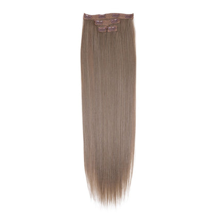 FASHION IDOL Long Straight Hairstyle 8 Clips In Hair Extensions Blonde 60CM Natural Synthetic Hair Daily Use Hairpiece Fake Hair