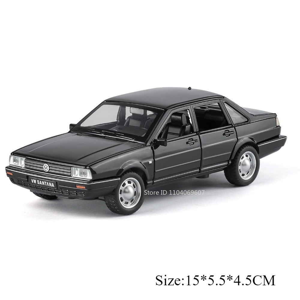 1:32 SANTANA Carros de Brinquedo em Miniatura de Liga Leve com Som, Luz e Portas que Abrem, Puxar para Trás, Veículos de Decoração para Presentes Infantis