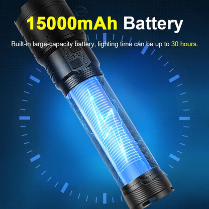 2025 New Ultra Bright LED Flashlight USB Rechargeable Zoom Flashlights Long Range 6000M Tactical Torch Camping Fishing Work Lamp