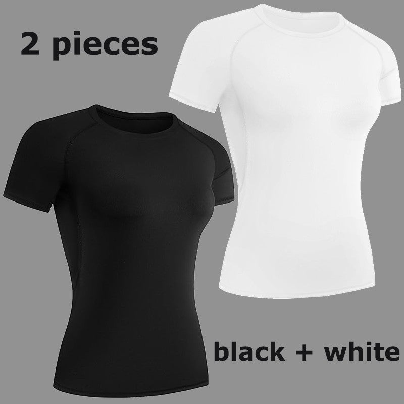 Women's Compression Shirt Short Sleeve Athletic Yoga Running T-Shirt Summer Gym Workout Quick Dry Stretchy Tees Tops Baselayer