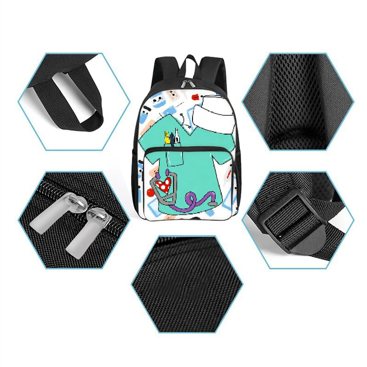Mochila Escolar Com Bolso Frontal Quadrado Estampa de Grafite Médico Para Meninos e Meninas Melhores Presentes Mochila Escolar Infantil 3D Desenho Animado