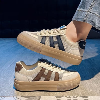 Thick-soled Casual Shoes for Women 2024 Spring and Autumn New Nmesh All-match Breathe Sneakers Comfortable Women Shoes D116