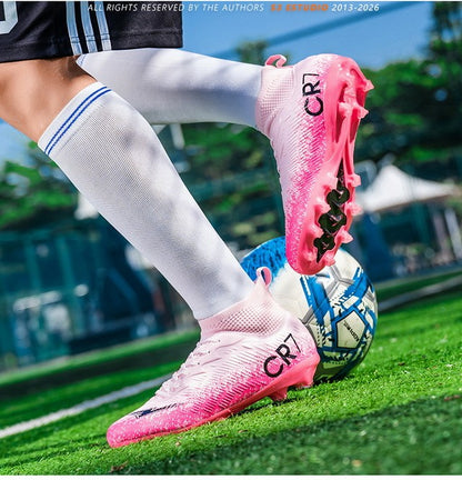 Men Soccer Shoes Football Boots Ultra-light Non-slip Long Spikes Outdoor Professional Cleats Grass Sports Shoes Match Sneakers