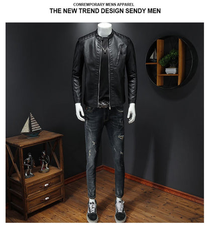 Men White Locomotive Leather Jackets Moto Biker Pu Leather Coats High Quality Male Spring Autumn Slim Leather Jackets Size 5XL