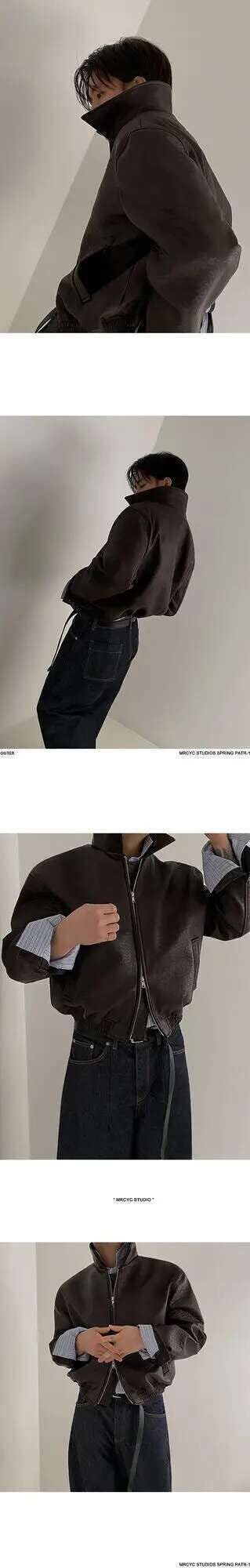 IEFB Short PU Leather Coat Men's Spring Summer Loose Turn-down Collar Coat Korean Style Trend Male Jacket Casual Top 9C5013