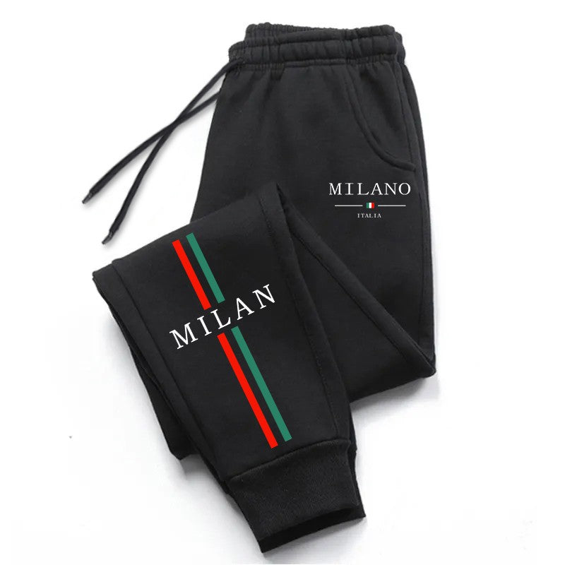 Calças Jogger Masculinas com Estampa da Cidade de Milão, Venda Quente 2025, de Alta Qualidade, Outono Inverno, Casuais, Esportivas, para Corrida ao Ar Livre