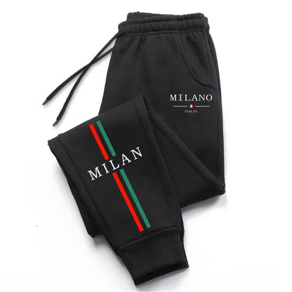 Calças Jogger Masculinas com Estampa da Cidade de Milão, Venda Quente 2025, de Alta Qualidade, Outono Inverno, Casuais, Esportivas, para Corrida ao Ar Livre