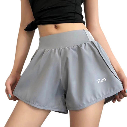 Fashion Anti-glare Lining 2 in 1 Yoga Shorts Loose Fitting Hem Elastic Sports Shorts Breathable Quick Dry Fitness Shorts Gym