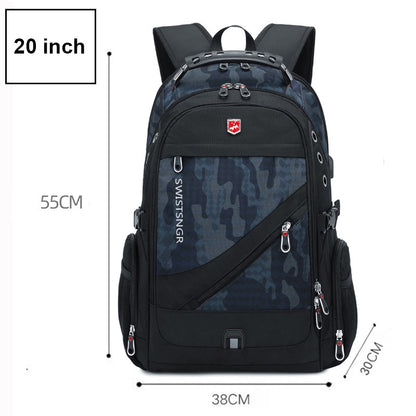 2025 New Waterproof Man Backpack Fit 17inch Laptop USB Charging Backpack Women Oxford Travel Male Bag Vintage School Bag Mochila
