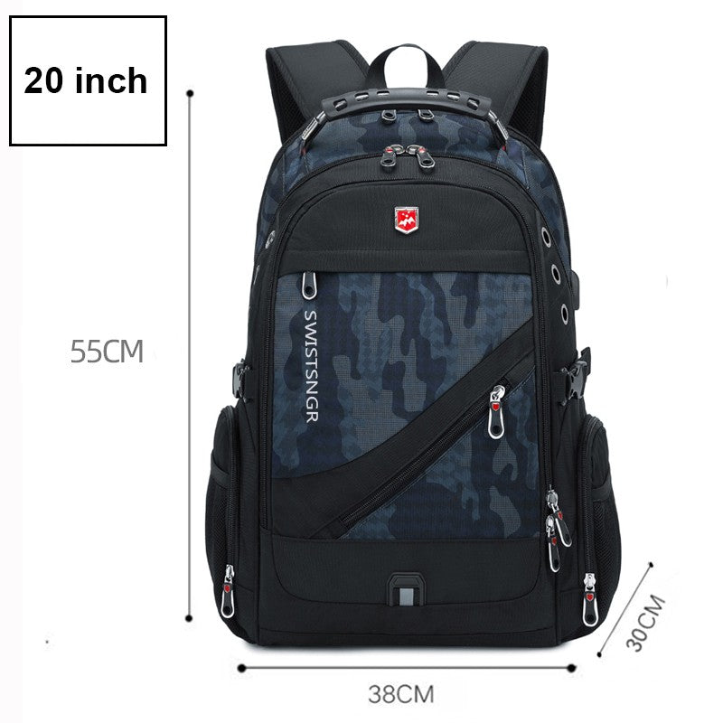 Mochila Masculina Antifurto Impermeável para Notebook de 17 polegadas com Carregamento USB, Mochila de Viagem de Negócios e Escolar Masculina