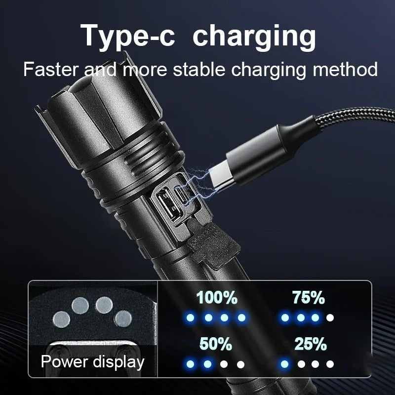 10000mAh High Power Led Flashlight 5000M Long Range Torch Rechargeable Ultra Powerful Outdoor Tactical Hand Lamp Camping Lantern