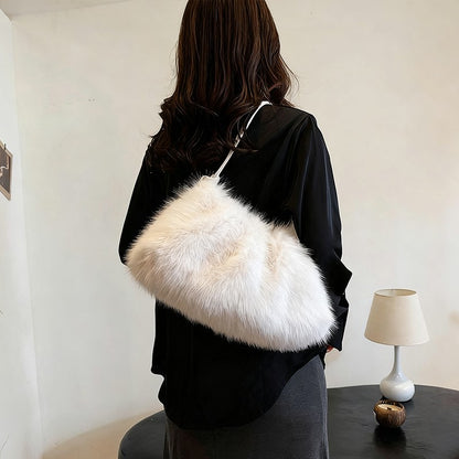 Fashion Luxury Faux Rabbit Fur Plush Shoulder Bag High-End Women's Tote Handbag for Stylish Gift Sending