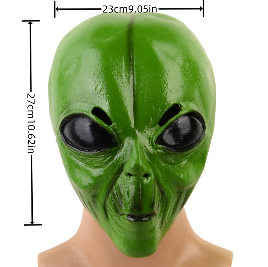 1pc Realistic Latex Green Alien Head Mask, Halloween, Christmas Holiday Decorations, Bar Shows, Rave Party Performance Costume