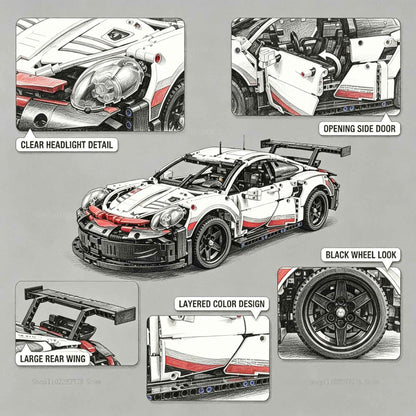 Technology Speed Champions 1580PCS 1:8 Scale Racing Car Detailed Building Blocks Model Car Display Vehicle Collection Decor Gift