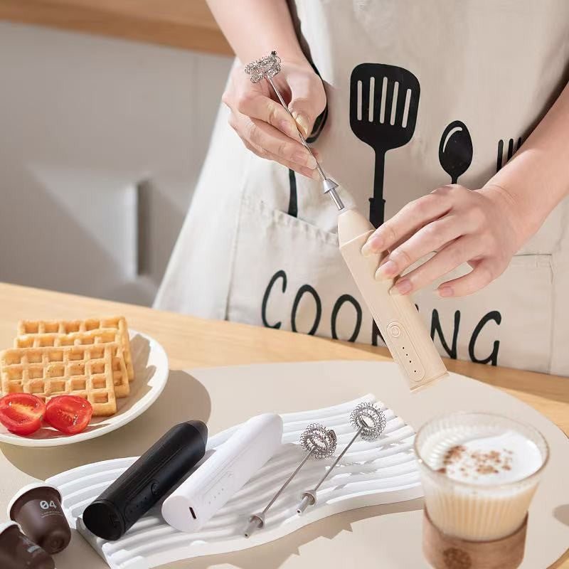 Máquina elétrica de café com leite, batedor de leite, batedor de ovos recarregável de 3 velocidades, máquina portátil para misturar bebidas, liquidificador de cozinha
