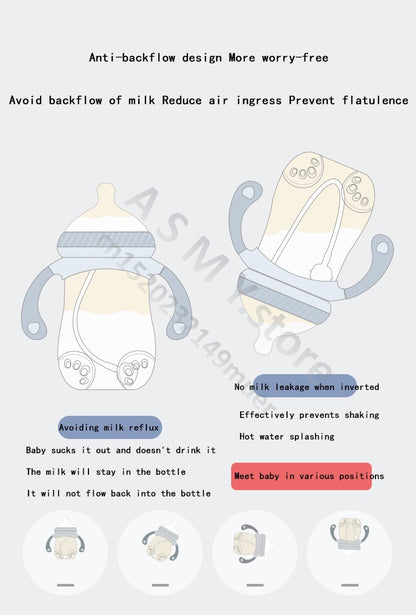 Oberni 240ml/300ml newborn PPSU baby bottle, large wide-bore easy to clean, wear a handle, baby more convenient to drink milk