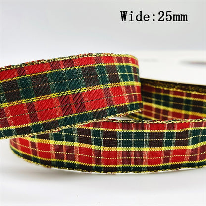 5yards/Lot 10mm 25mm Plaid Ribbon Christmas Decor Ribbon For Handmade Design Christmas Decoration DIY Gift Wrapping