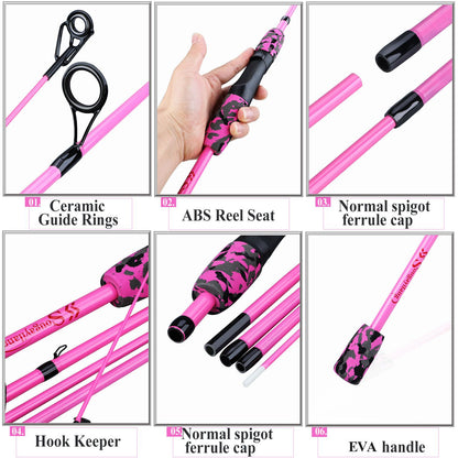 Sougayilang 5 Section Spinning Casting Rods 1.7m Ultralight Weight Carbon Fiber Fishing Rod for Travel Freshwater Fishing Pesca