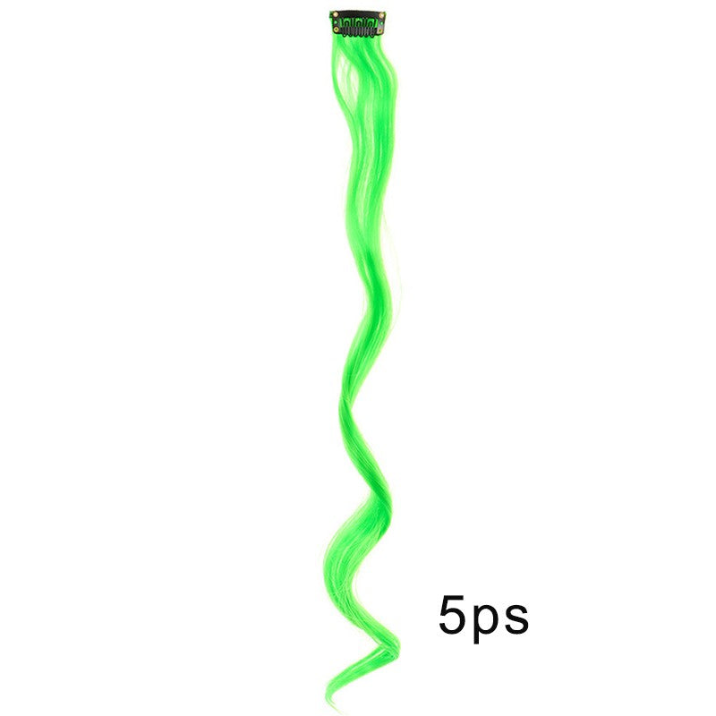 5pcs Colorful Curly Wavy Hair Extensions 18 inch Synthetic Wave Clip-In Hairpieces for Women Cosplay Christmas & New Year Gifts