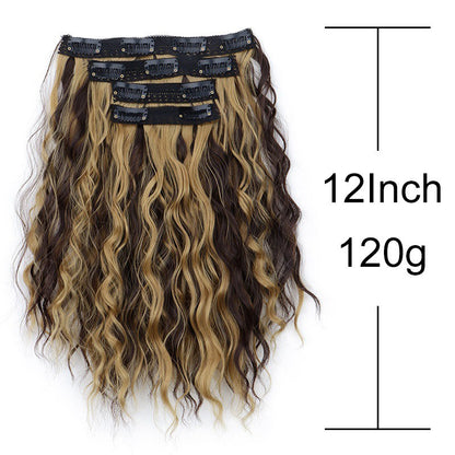 WIGSIN 12 polegadas sintético 4 pçs/conjunto de extensões de cabelo curto crespo ondulado castanho médio estilo de cabelo volumoso para mulheres