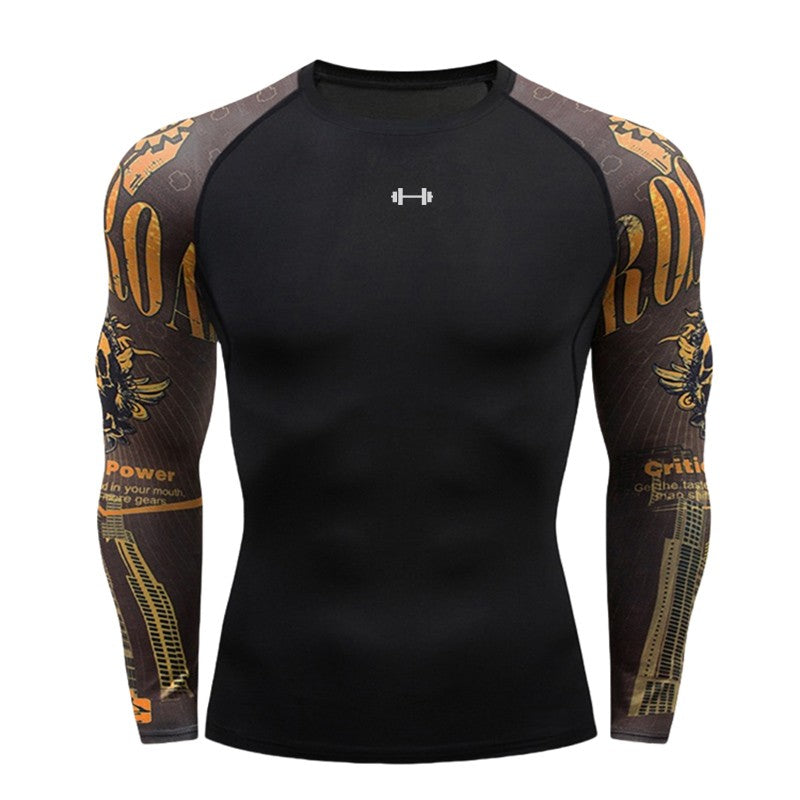 Gym Compression Dry Fit Men's Long Sleeves Fitness T-shirt Spring And Autumn Outdoor Sports Running Tees Sportswear Tops T-shirt