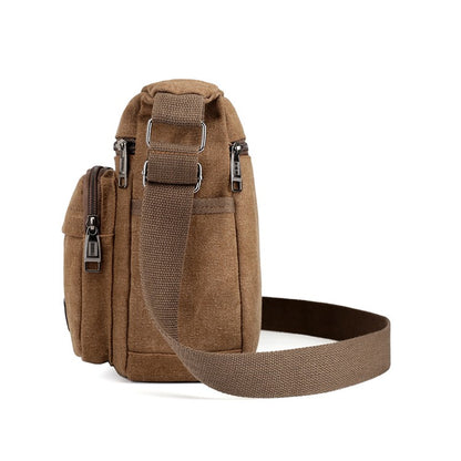 1 men's retro canvas crossbody bag, casual travel shoulder bag, outdoor sports shoulder bag with adjustable shoulder strap