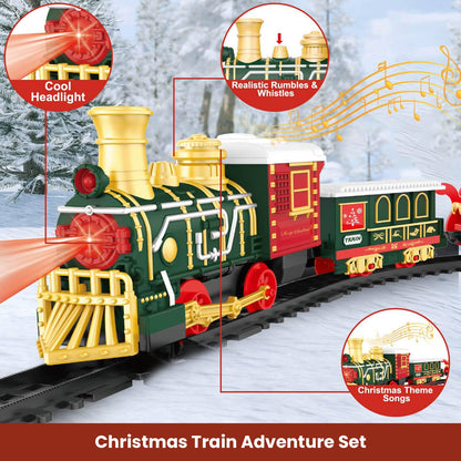 Série de Natal Clássico Controle Remoto Pequeno Trem a Vapor Elétrico com Trilha Luzes Modelo de Trem Presentes de Fim de Ano para Crianças