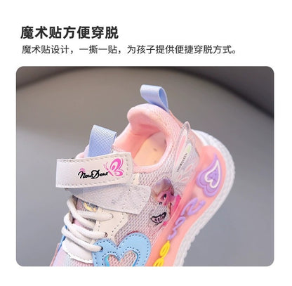 Disney Children Led Shoes Kids Girls Sneakers Frozen Elsa Princess Lighting Shoes Pink Purple Casual Sports Shoes Size 21-31