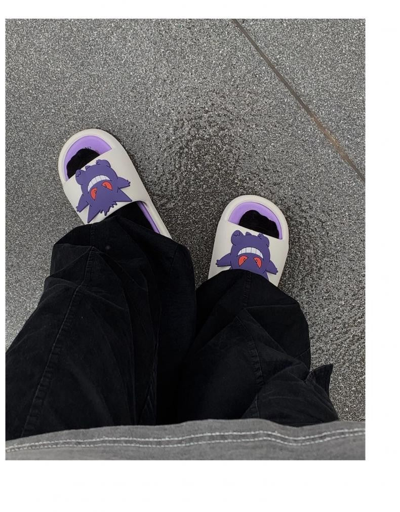 Kawaii Pokemon Anime Peripherals Gengar Cartoon Outdoor Sandals Summer Home Shoes Flip Flops Birthday Gift