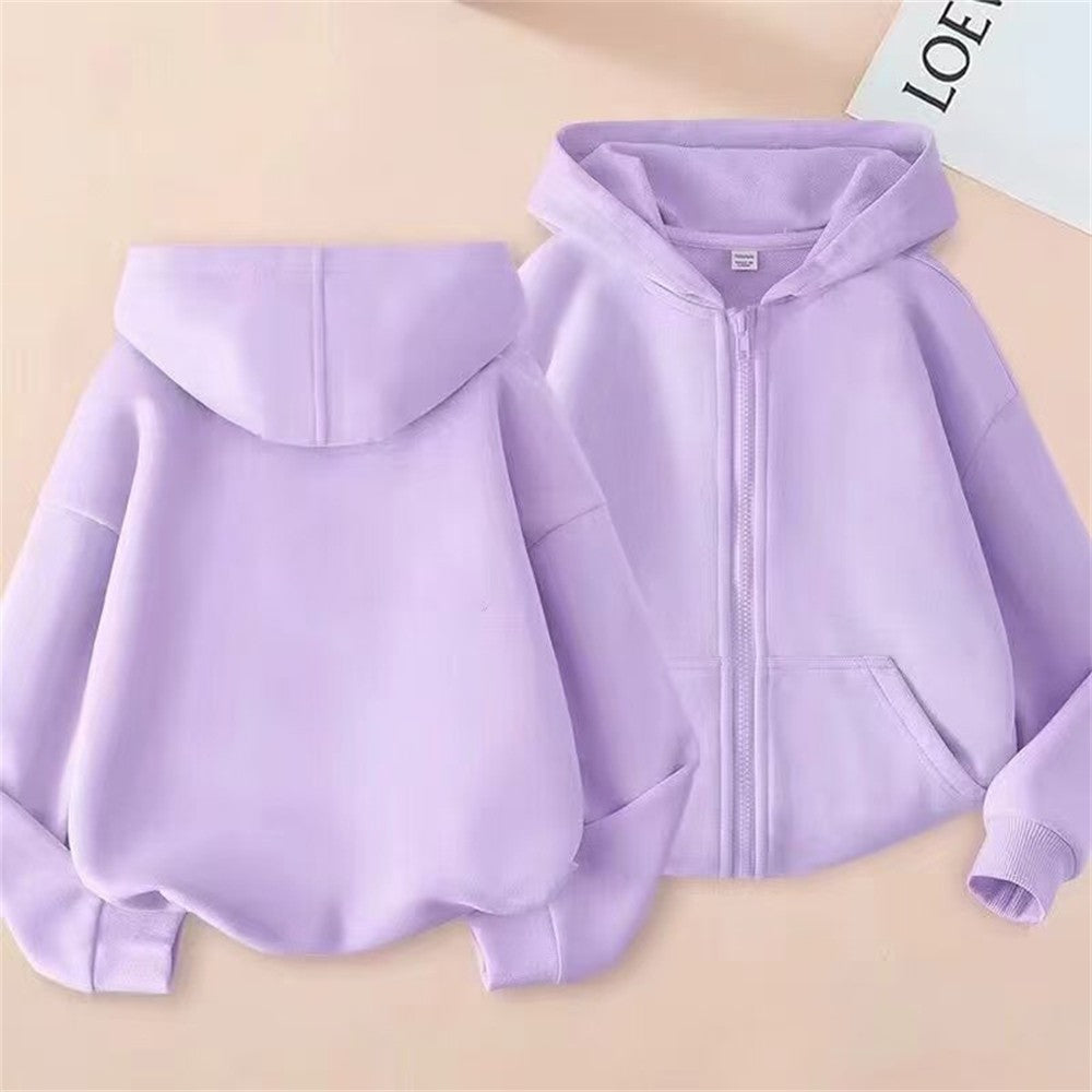 Children tops Zipper style Hoodies Coat Boy black Girls Pink Age 3-12 Kids Sweatshirt festival festival gifts Solid color