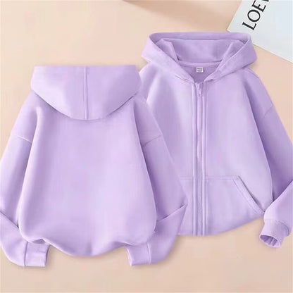 Children tops Zipper style Hoodies Coat Boy black Girls Pink Age 3-12 Kids Sweatshirt festival festival gifts Solid color