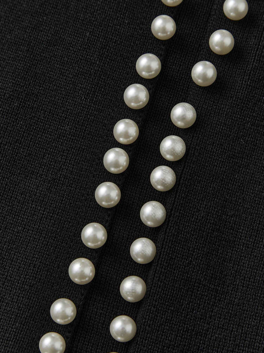 Women s Winter Warm Knitted Cardigan Sweater Coat Long Sleeve Open Front Pearl Embellished Casual Knitwear Pullover