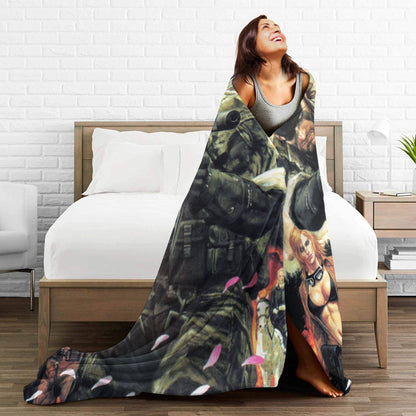 Cobertor Super Macio Infantil Jogo Decorativo Metal Gear Solid Cobertor de Flannel para Cama Sofá Cadeira Macio