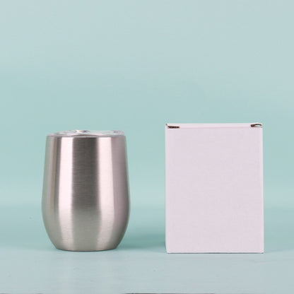 50pcs Custom 12oz Double Wall Stainless Steel Wine Tumbler Insulated Vacuum Egg Shape Wine Tumbler with Sliding Lids