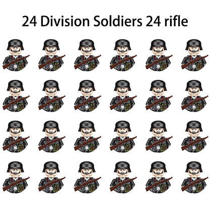 Brinquedos de blocos de montar para crianças: Modelos de Mini Armas de Exército Nacional de Guerra de Soldados de Infantaria da Segunda Guerra Mundial
