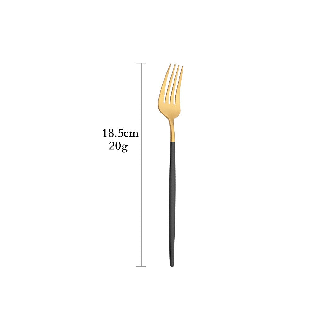 Talheres de Aço Inoxidável Preto Dourado Kit de Talheres Faca de Jantar Colher de Café Garfo Garfo de Salada Colher Faqueiro