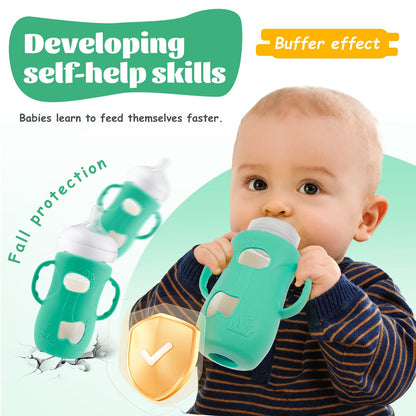 5Pcs Baby Feeding Bottle Protective Cover Silicone Baby Bottle Holder Anti Breakage Glass Bottle Silicone Sleeve for Boys Girls